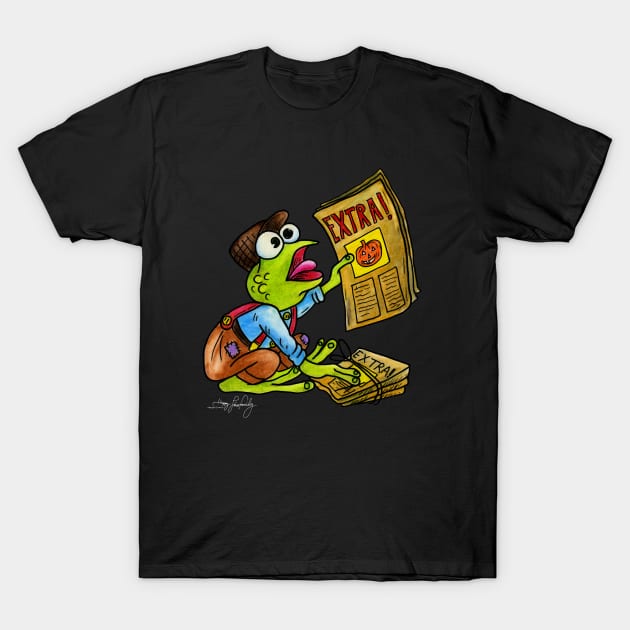 Halloween News Frog T-Shirt by Happy Lines Family